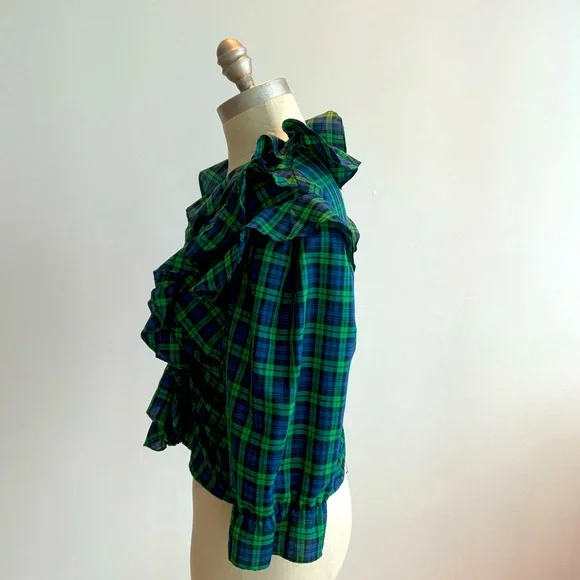 Vintage Flattering Ruffled Wrap Cotton Top Sz 8 - Picture 5 of 7